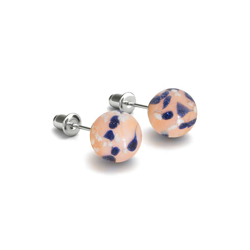 Blaubeer-Cobbler | 925er Sterlingsilber | Glühwürmchen-Glas-Ohrstecker